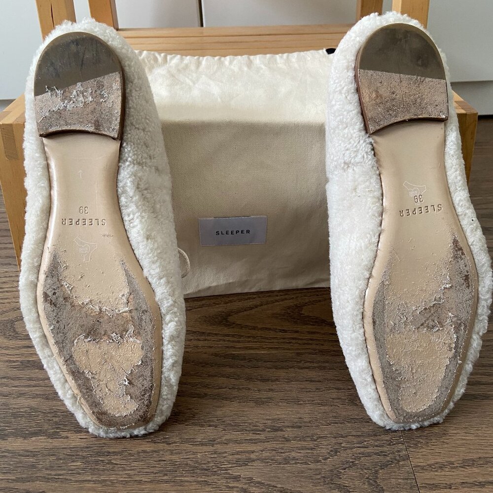 Sleeper Lulu Shearling Ballet Flats in Cream - Picture 6 of 7